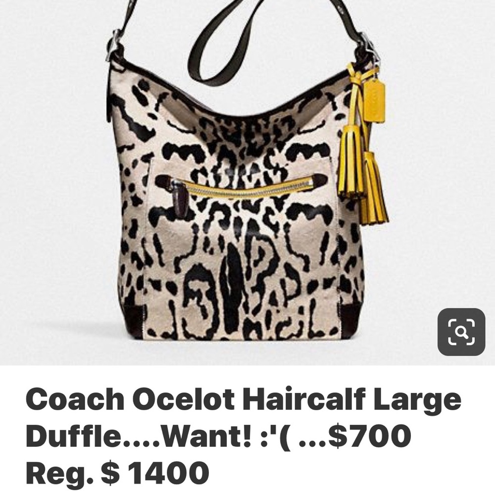 Coach Calf Hair Ocelot With Yellow Trim